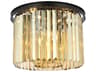Elegant Lighting Sydney 6-Light Matte Black Gold Crystal Bell Flush Mount