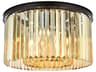 Elegant Lighting Sydney 8-Light Matte Black Gold Crystal Drum Flush Mount