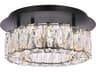 Elegant Lighting Monroe 1-Light Black Crystal LED Drum Flush Mount