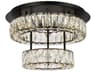 Elegant Lighting Monroe 2-Light Black Crystal LED Drum Tiered Flush Mount