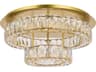 Elegant Lighting Monroe 2-Light Gold Crystal LED Drum Tiered Flush Mount