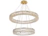 Elegant Lighting Monroe 2-Light Gold Crystal LED Drum Tiered Chandelier