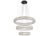 Elegant Lighting Monroe 3-Light Black Crystal LED Drum Tiered Chandelier