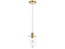 Elegant Lighting Hana 1-Light Gold Crystal Glass Cylinder Mini Pendant