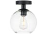 Elegant Lighting Baxter 1-Light Black Glass Globe Semi Flush Mount