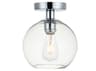 Elegant Lighting Baxter 1-Light Chrome Glass Globe Semi Flush Mount