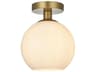 Elegant Lighting Baxter 1-Light Satin Gold Globe Semi Flush Mount