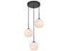 Elegant Lighting Baxter 3-Light Black And Frosted White Glass Globe Pendant