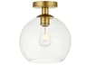 Elegant Lighting Baxter 1-Light Brass Glass Globe Semi Flush Mount
