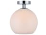 Elegant Lighting Baxter 1-Light Chrome Glass Globe Semi Flush Mount