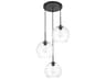 Elegant Lighting Baxter 3-Light Black And Clear Glass Globe Pendant