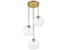 Elegant Lighting Baxter 3-Light Brass And Clear Glass Globe Pendant