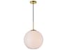 Elegant Lighting Baxter 1-Light Brass And Frosted White Glass Globe Pendant