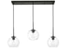 Elegant Lighting Baxter 3-Light Black Glass Globe Linear Island Pendant