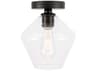 Elegant Lighting Gene 1-Light Black Glass Semi Flush Mount