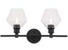 Elegant Lighting Gene 2-Light Black Glass LED Vanity Light