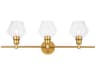 Elegant Lighting Gene 3-Light Brass Glass LED Vanity Light