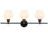Elegant Lighting Gene 3-Light Black Glass LED Vanity Light