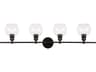 Elegant Lighting Collier 4-Light Black Glass Vanity Light