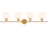 Elegant Lighting Collier 4-Light Brass White Glass LED Vanity Light