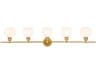 Elegant Lighting Collier 5-Light Brass Glass LED Vanity Light