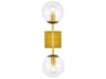 Elegant Lighting Neri 2-Light Brass And Clear Glass Wall Sconce