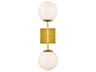 Elegant Lighting Neri 2-Light Brass And White Glass Wall Sconce