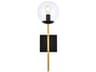 Elegant Lighting Neri 1-Light Black And Brass Clear Glass Wall Sconce