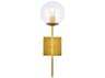 Elegant Lighting Neri 1-Light Brass And Clear Glass Wall Sconce