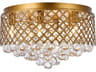Elegant Lighting Tully 6-Light Brass And Clear Crystal Drum Flush Mount