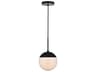 Elegant Lighting Eclipse 1-Light Black Glass Globe Mini Pendant