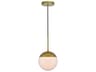 Elegant Lighting Eclipse 1-Light Brass Glass Globe Mini Pendant