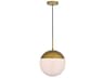 Elegant Lighting Eclipse 1-Light Brass Glass Globe Mini Pendant