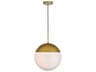 Elegant Lighting Eclipse 1-Light Brass Glass Globe Pendant