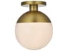 Elegant Lighting Eclipse 1-Light Satin Gold Globe Semi Flush Mount