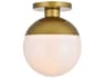 Elegant Lighting Eclipse 1-Light Brass Glass Globe Semi Flush Mount