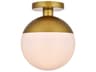 Elegant Lighting Eclipse 1-Light Brass Glass Globe Flush Mount