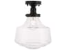 Elegant Lighting Lyle 1-Light Black Glass LED Semi Flush Mount