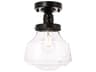 Elegant Lighting Lyle 1-Light Black Glass LED Semi Flush Mount