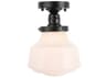 Elegant Lighting Lyle 1-Light Black Glass LED Semi Flush Mount