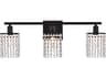 Elegant Lighting Phineas 3-Light Black And Clear Crystal Vanity Light