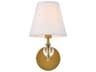 Elegant Lighting Bethany 1-Light Brass And White Fabric Shade Crystal Wall Sconce