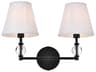 Elegant Lighting Bethany 2-Light Black And White Fabric Shade Crystal Vanity Light