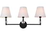 Elegant Lighting Bethany 3-Light Black And White Fabric Shade Crystal Vanity Light