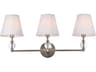 Elegant Lighting Bethany 3-Light Satin Nickel And White Fabric Shade Crystal Vanity Light