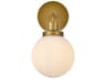 Elegant Lighting Hanson 1-Light Brass And Frosted Shade Glass Wall Sconce