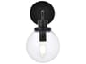 Elegant Lighting Hanson 1-Light Black And Clear Shade Glass Wall Sconce