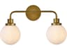 Elegant Lighting Hanson 2-Light Brass And Frosted Shade Glass Vanity Light