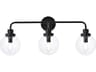 Elegant Lighting Hanson 3-Light Black And Clear Shade Glass Vanity Light