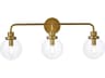 Elegant Lighting Hanson 3-Light Brass And Clear Shade Glass Vanity Light